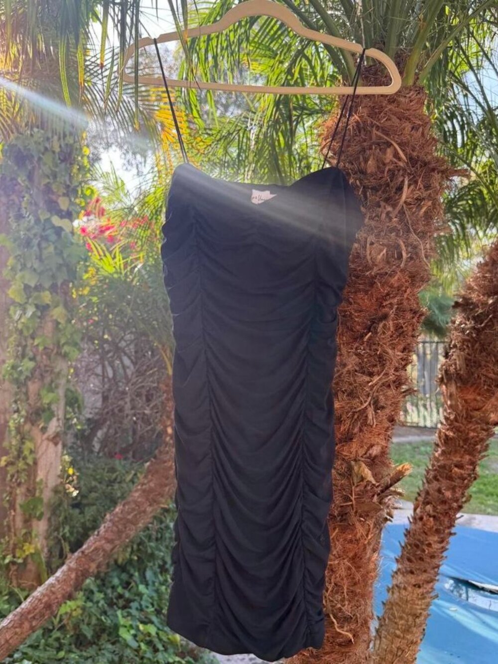 Oh Polly Black Ruched Bodycon Mini Dress